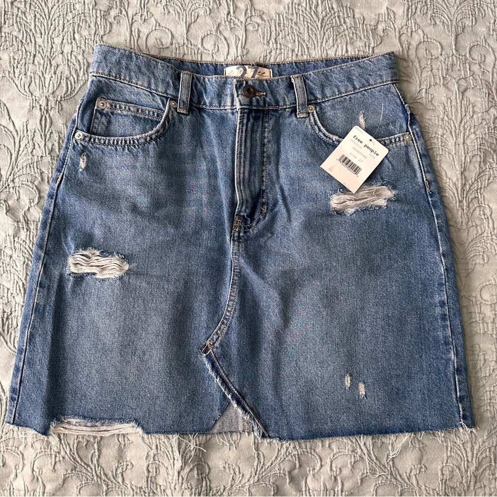 free people denim mini skirt